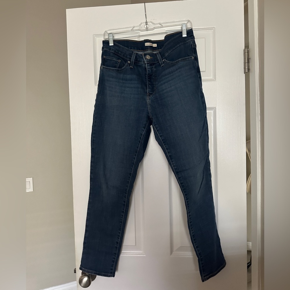 Women's Skinny Jeans in Dark Blue Stretch Denim
